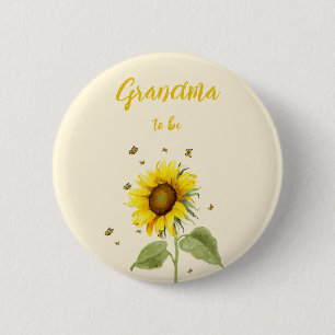 Macaron Rond 5 Cm Tournesol aquarelle et papillons Grand-mère-à-veni