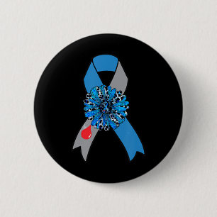 Macaron Rond 5 Cm Tournesol Diabète Sensibilisation Bleu Ribbon Supp