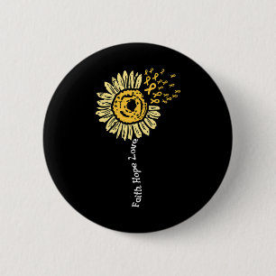 Macaron Rond 5 Cm Tournesol Enfance Cancer Ruban Faith Hope Love