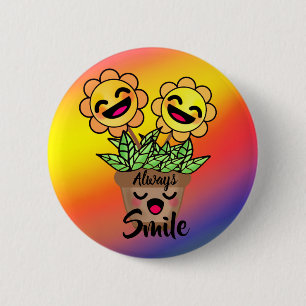 Macaron Rond 5 Cm Tournesol lumineux et joyeux avec un sourire joyeu