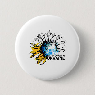 Macaron Rond 5 Cm Tournesol Stand With Ukraine - Ukraine Fort Vêteme
