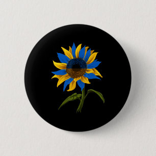 Macaron Rond 5 Cm Tournesol Ukraine Drapeau Stand Avec Ukraine