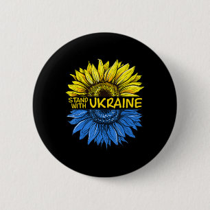 Macaron Rond 5 Cm Tournesol Ukrainien je reste avec l'Ukraine amour 