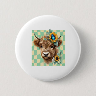 Macaron Rond 5 Cm Tournesol Vache Png, Jolie Vache Highland