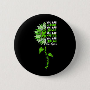 Macaron Rond 5 Cm Tournesol Vert Motivation Santé Mentale Femmes