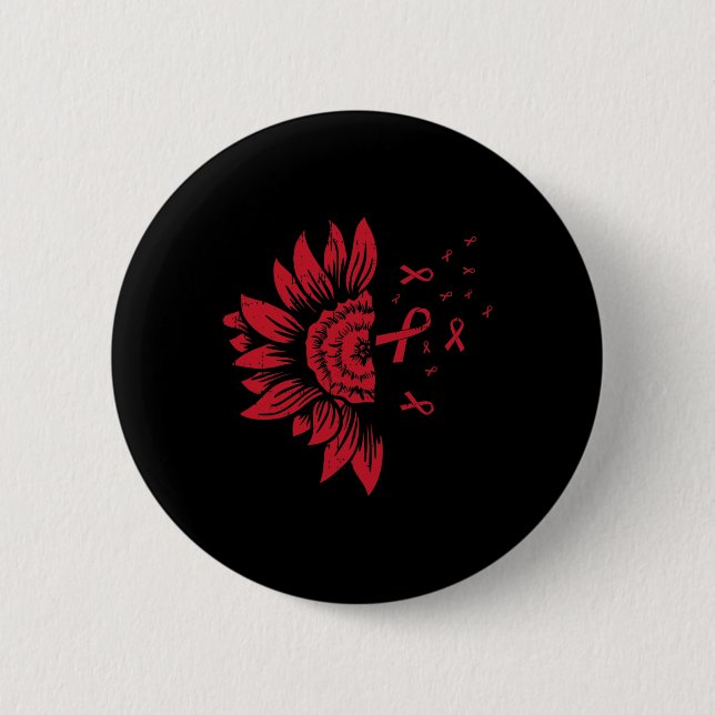 Macaron Rond 5 Cm Tournesol VIH Aids Cerveau Aneurysme Cool Awar (Devant)