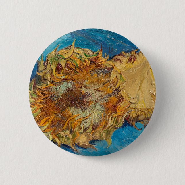 Macaron Rond 5 Cm Tournesols de Van Gogh Peinture Art (Devant)