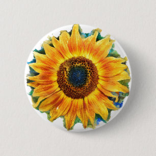 Macaron Rond 5 Cm Tournesols de VanGough, bouton