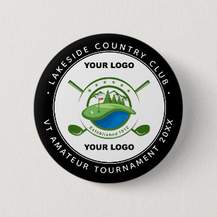 Macaron Rond 5 Cm Tournoi commémoratif du club de golf Logo personn