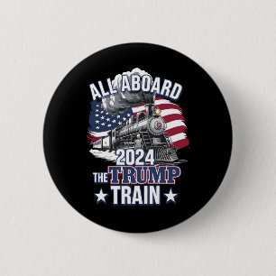 Macaron Rond 5 Cm Tous à bord du train Trump Trump 2024 Patriotique