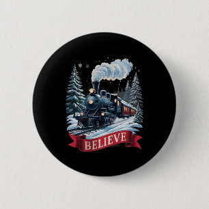 Macaron Rond 5 Cm Tous à bord Express polaire Noël Pôle Nord Noël