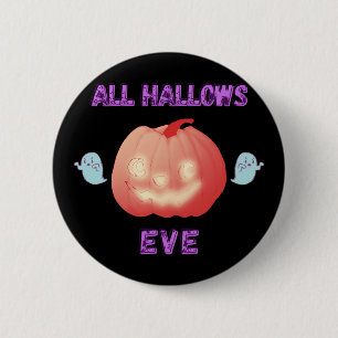 Macaron Rond 5 Cm Tous les Hallow Eve Halloween Citrouille et fantôm