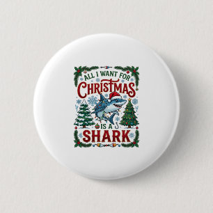 Macaron Rond 5 Cm Tous veulent des arbres de Noël Shark