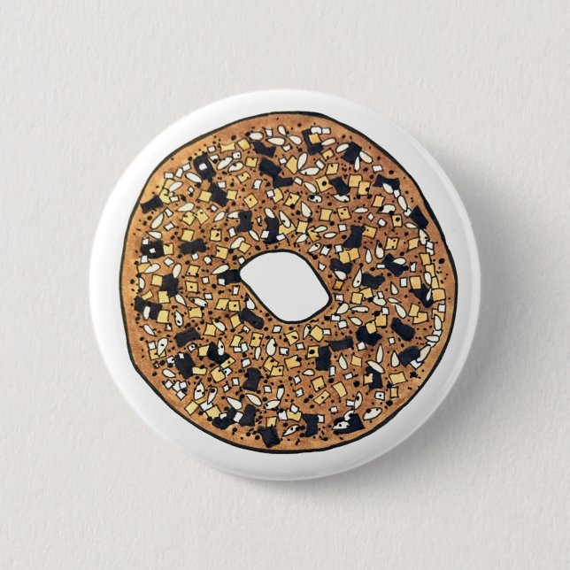 Macaron Rond 5 Cm Tout Pavot Sésame Graine Bagel Petit déjeuner (Devant)