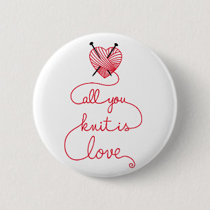 Macaron Rond 5 Cm Tout que vous tricotez est amour avec le fil rouge