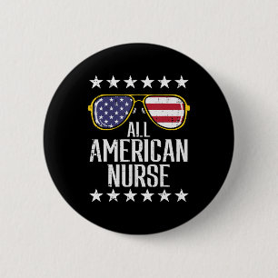 Macaron Rond 5 Cm Toute l'American Nurse Scrub Memorial Day 4 juille