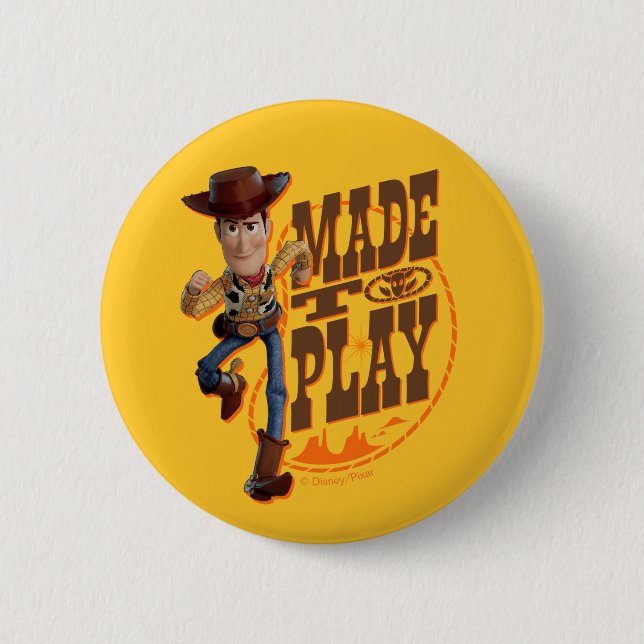 Macaron Rond 5 Cm Toy Story 4 | Woody "Fait pour jouer" (Devant)