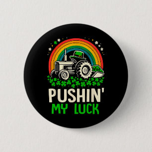 Macaron Rond 5 Cm Tracteur chanceux St Patrick Jour T-shirt pour tou