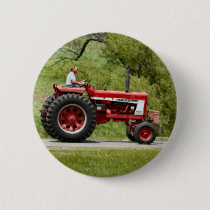 Macaron Rond 5 Cm Tracteur rouge