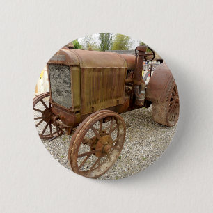 Macaron Rond 5 Cm tracteur vintage rouillé