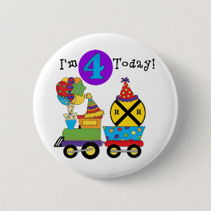 Macaron Rond 5 Cm Train d'anniversaire 4e Anniversaire Tshirts et ca