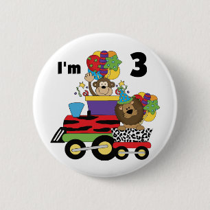Macaron Rond 5 Cm Train de la Jungle 3e Anniversaire Tshirts et cade