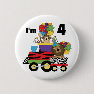 Macaron Rond 5 Cm Train de la Jungle 4ème Anniversaire Tshirts et ca
