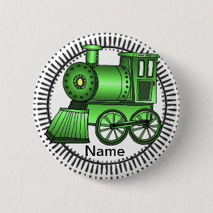 Macaron Rond 5 Cm Train vert à broche ronde
