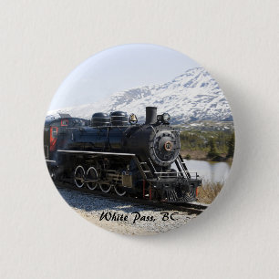 Macaron Rond 5 Cm Train White Pass dans le bouton neige