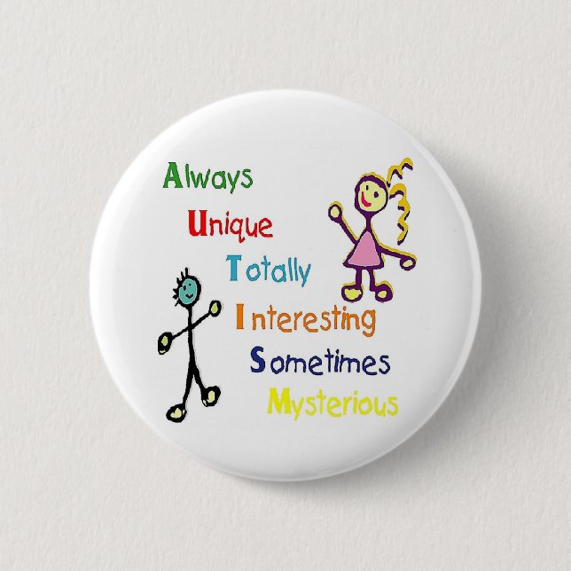 Macaron Rond 5 Cm Traits d'autisme (Devant)