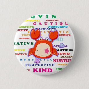 Macaron Rond 5 Cm Traits de signe de zodiaque de Cancer