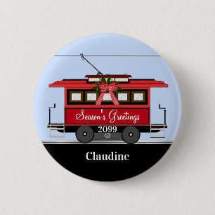 Macaron Rond 5 Cm Tramway de Noël