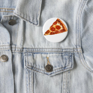 Macaron Rond 5 Cm tranche de pizza pepperoni classique de SlipperyJo