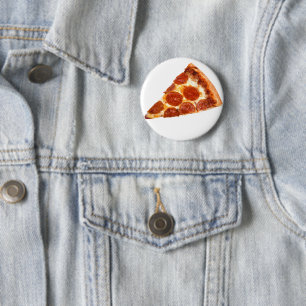 Macaron Rond 5 Cm Tranche de pizza pepperoni classique de SlipperyJo