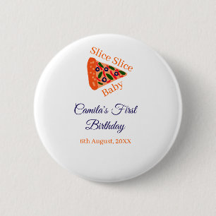 Macaron Rond 5 Cm Trancher Trancher Pizza bébé brun bleu 1er anniver