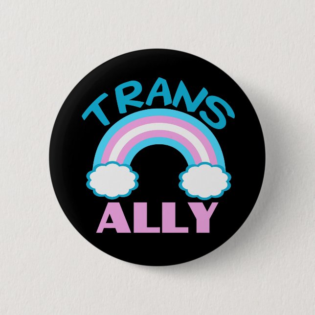 Macaron Rond 5 Cm Transgenre Ally Noir (Devant)