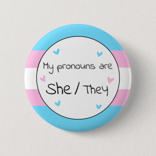 Macaron Rond 5 Cm Transgenre Elle/Ils Pronoun Pin (Devant)