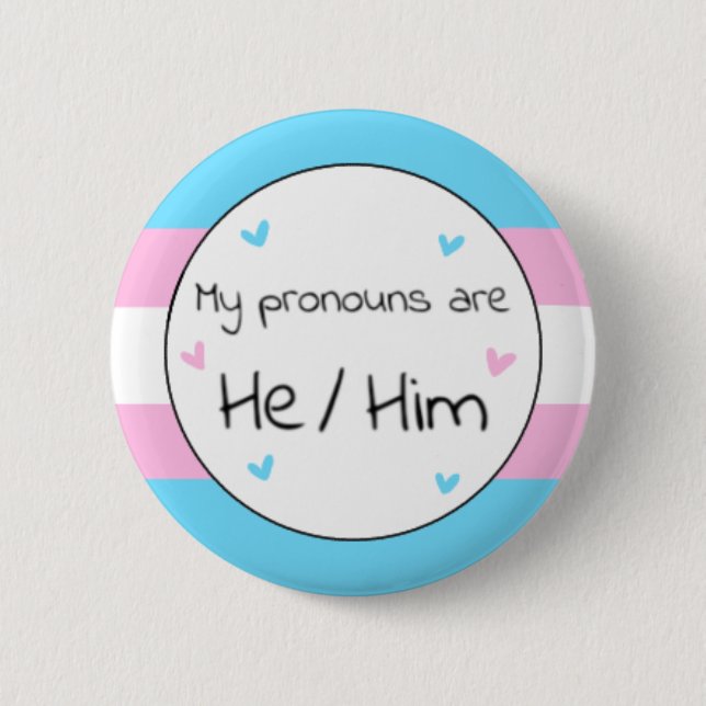 Macaron Rond 5 Cm Transgenre He/Lui Pronoun Pin (Devant)
