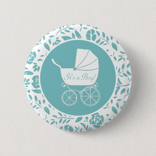 Macaron Rond 5 Cm Transport vintage Baby shower Cute Blue Boy