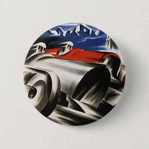 Macaron Rond 5 Cm Transport vintage, Course Race Cars Racing