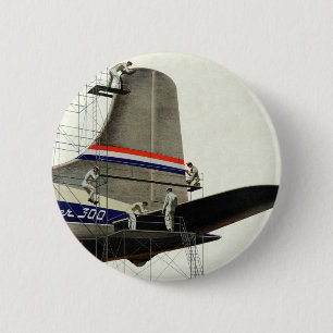 Macaron Rond 5 Cm Transport vintage, maintenance des avions