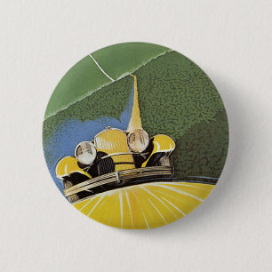 Macaron Rond 5 Cm Transport vintage, phares depuis une voiture