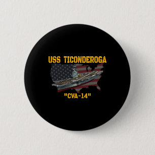 Macaron Rond 5 Cm Transporteur D'Aéronefs Uss Ticondéroga Cva-14 Vet