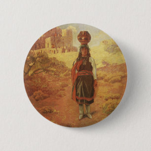 Macaron Rond 5 Cm Transporteur d'eau indien vintage par EW Rollins