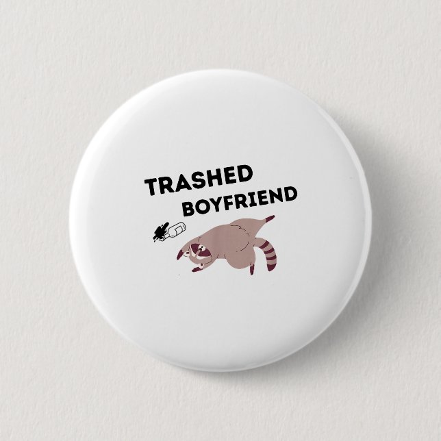 Macaron Rond 5 Cm Trashed Boyfriend, Funny Trashed Panda Couples Pre (Devant)