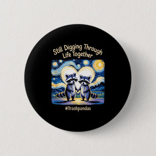 Macaron Rond 5 Cm Trashpandas Couples Matching Saint-Valentin Annive