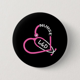 Macaron Rond 5 Cm Travail et prestation Infirmière Stéthoscope Amour