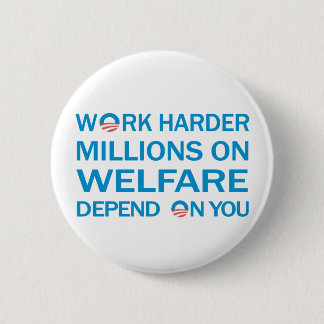 Macaron Rond 5 Cm Travailler plus dur ... Bouton anti Obama