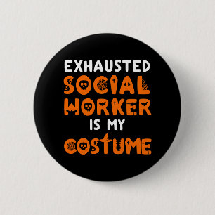 Macaron Rond 5 Cm Travailleur social Chemise Halloween Funky Travail