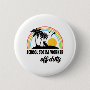 Macaron Rond 5 Cm Travailleur Social Hors Service Arc-En-Ciel Fin De